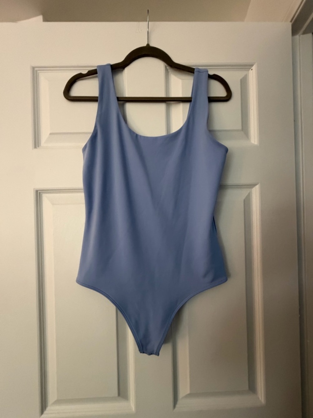 Express Light Blue Scoop Neck One-Piece Bodysuit